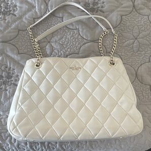 Kate Spade Cream Quilted Shoulder Bag with Gold Chain